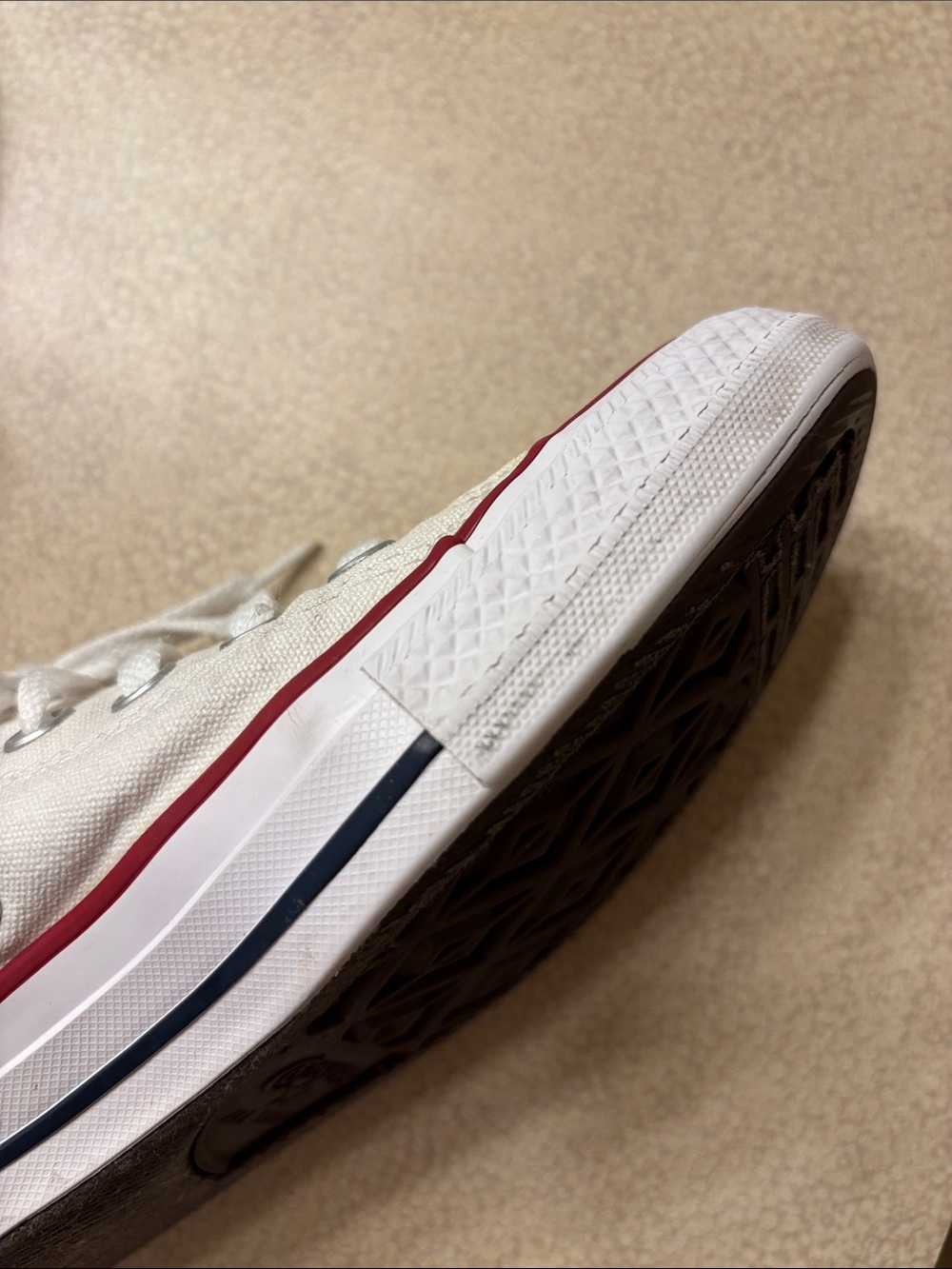 Converse Low Top Sneakers in White with Red Stripe - Picture 6 of 12